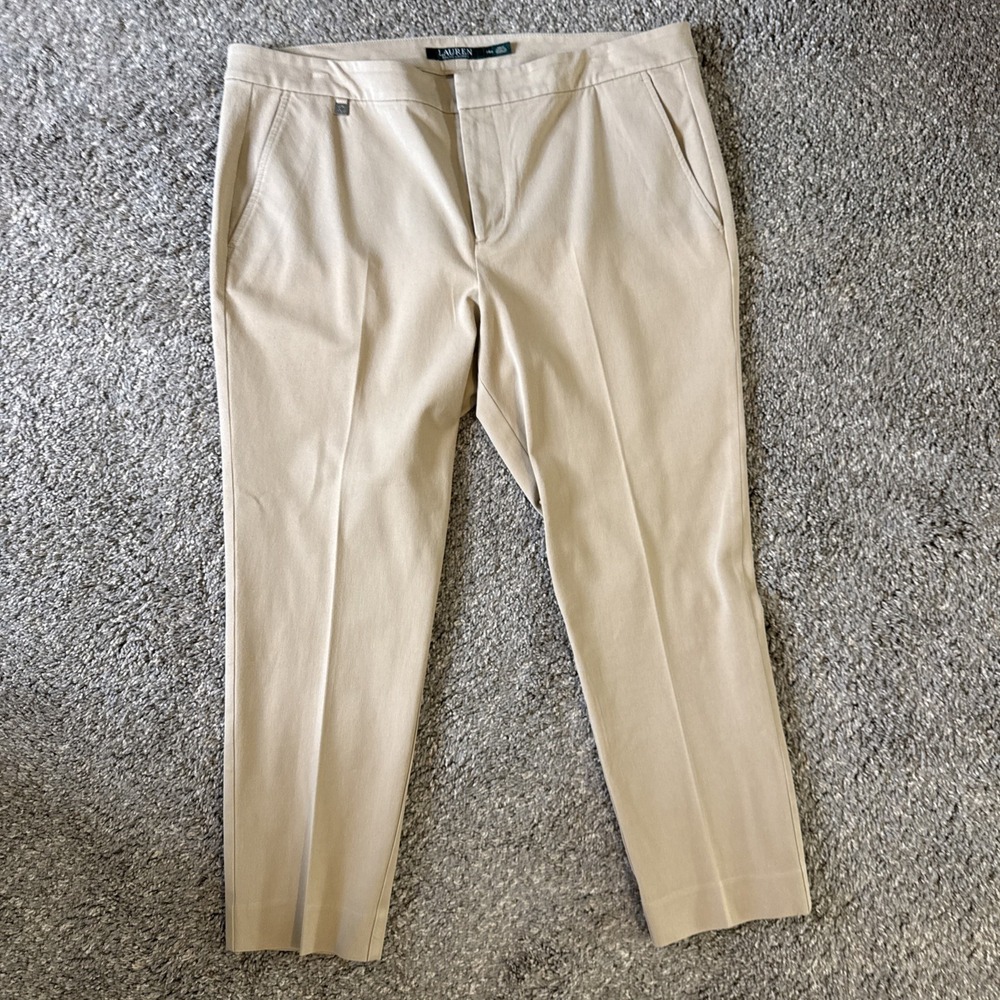 Lauren RALPH LAUREN Women's Beige Dress Pants Straight Leg Petites Size 14